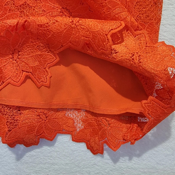 Banana Republic Limited Edition Orange Sleeveless Lace Overlay Dress Bow Size 8 - Picture 9 of 13